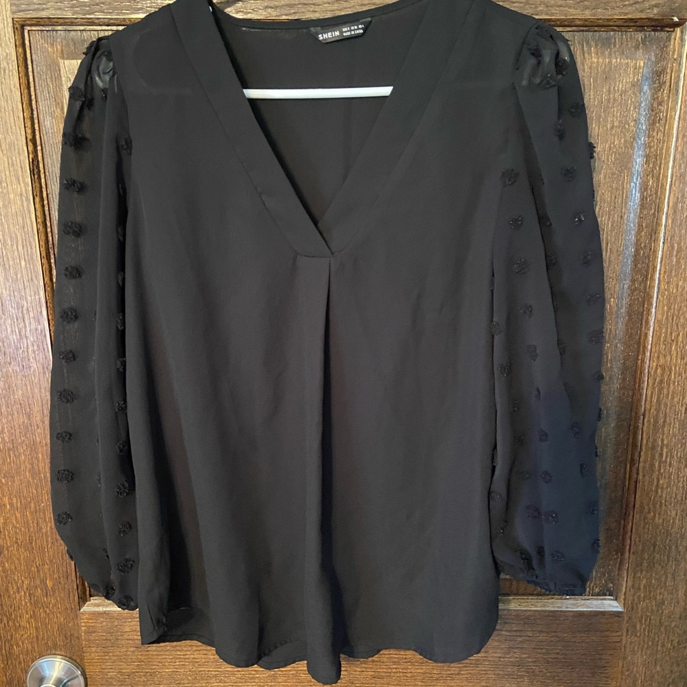 SHEIN Swiss dot Black Women's blouse